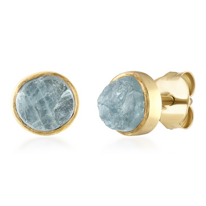 'Anchor' Raw Aquamarine Stud Earrings