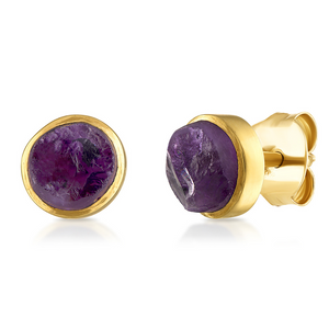 Raw Amethyst Stud Earrings