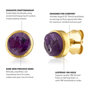 Raw Amethyst Stud Earrings