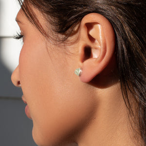 mini natural aquamarine stud earrings in sterling silver