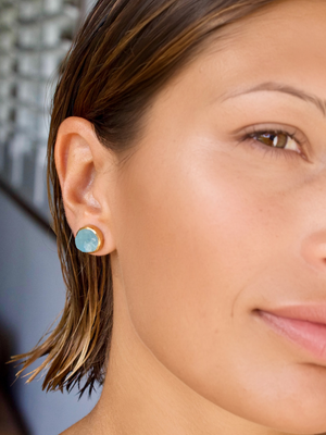 'Anchor' Raw Aquamarine Stud Earrings