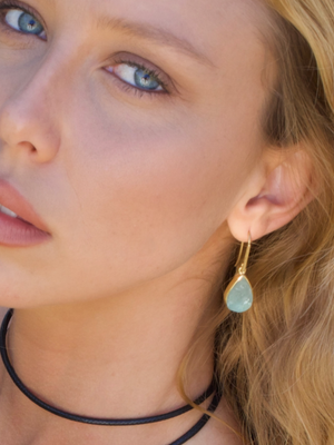 Aquamarine Teardrop Gemstone Earrings