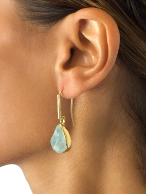 Aquamarine Teardrop Gemstone Earrings