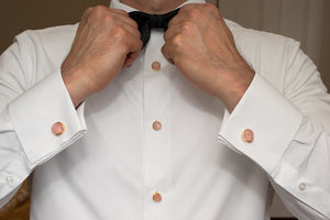 Rose Quartz Gemstone Cufflinks and Tuxedo Studs Set