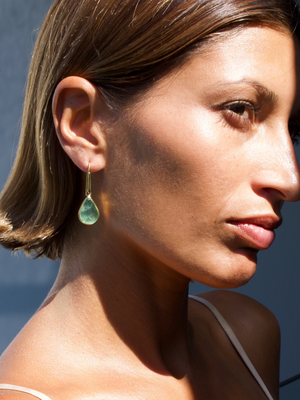 Green Fluorite Teardrop Gemstone Earrings