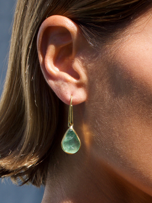 Green Fluorite Teardrop Gemstone Earrings