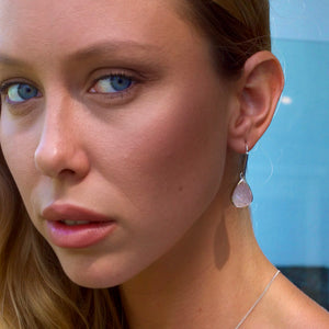 Rose Quartz Teardrop Gemstone Earrings