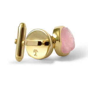Rose Quartz Gemstone Cufflinks and Tuxedo Studs Set