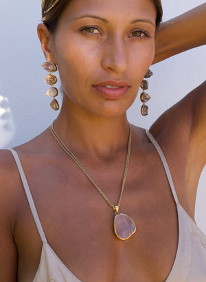 Raw Rose Quartz 'Rock Pendant' Gemstone Necklace