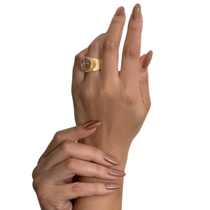 'Enigma' Raw Smoky Quartz Baby Boss Ring