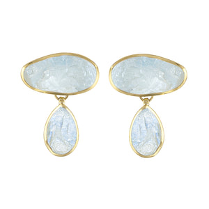 18K Yellow Gold Moonstone Goddess Gemstone Earrings