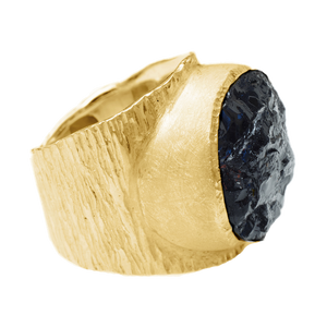 'Dark Horse' Raw Black Tourmaline Boss Ring