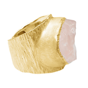 'Lover' Raw Rose Quartz Boss Ring