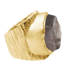 'Enigma' Raw Smoky Quartz Boss Ring