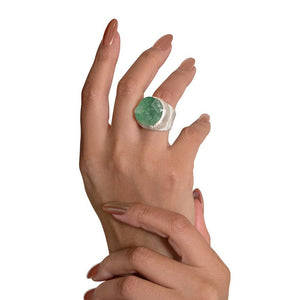 'Genesis' Raw Green Fluorite Boss Ring