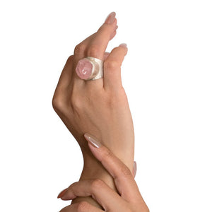 'Lover' Raw Rose Quartz Boss Ring