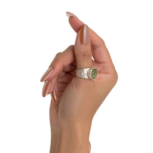 'Awaken' Raw Peridot Baby Boss Ring