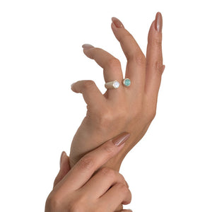 'Stargazer' Two-Stone Ring with Aquamarine & Moonstone
