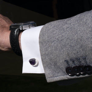 raw amethyst gemstone cufflinks silver