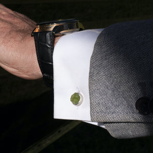 raw peridot gemstone cufflinks silver