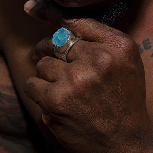 Men's Raw Aquamarine Boss Ring