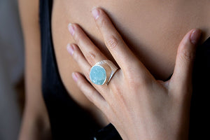 'Anchor' Raw Aquamarine Boss Ring