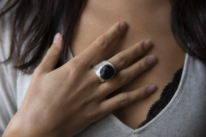 'Dark Horse' Raw Black Tourmaline Baby Boss Ring