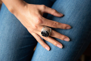 'Dark Horse' Raw Black Tourmaline Boss Ring