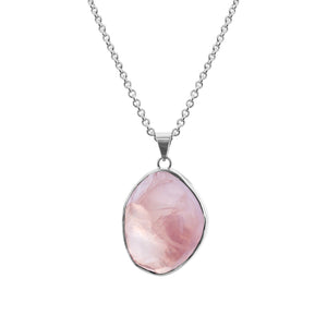 Raw Rose Quartz 'Rock Pendant' Gemstone Necklace