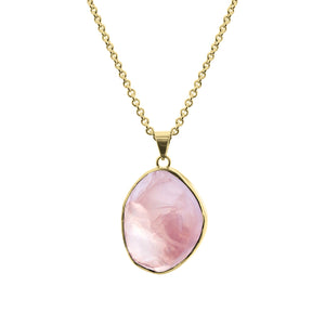 Raw Rose Quartz 'Rock Pendant' Gemstone Necklace