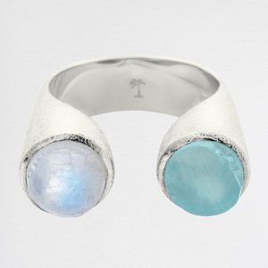 Men's 'Stargazer' Gemstone Ring with Aquamarine & Moonstone