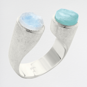 Men's 'Stargazer' Gemstone Ring with Aquamarine & Moonstone