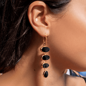 Black Tourmaline Playa Cascade Gemstone Earrings