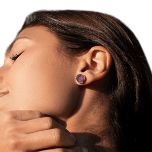 Raw Amethyst Stud Earrings