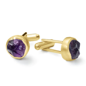 raw amethyst gemstone cufflinks gold