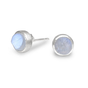 mini moonstone stud earrings in sterling silver
