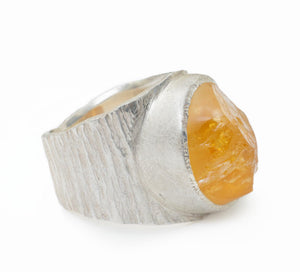 'Hustle' Raw Citrine Baby Boss Ring