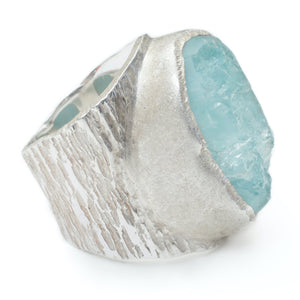 Men's Raw Aquamarine Boss Ring