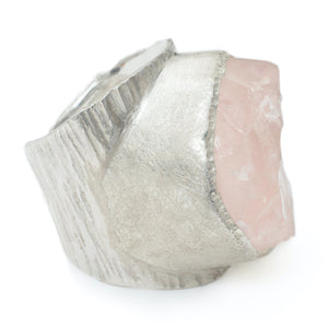 'Lover' Raw Rose Quartz Boss Ring