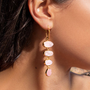 Rose Quartz Playa Cascade Gemstone Earrings