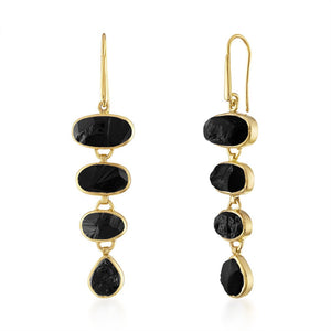 Black Tourmaline Playa Cascade Gemstone Earrings