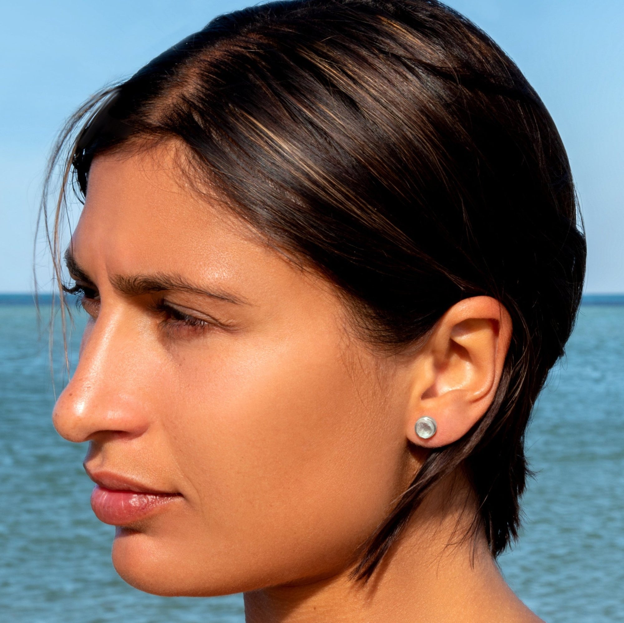 18K White Gold & Natural Aquamarine Small Gemstone Stud Earrings