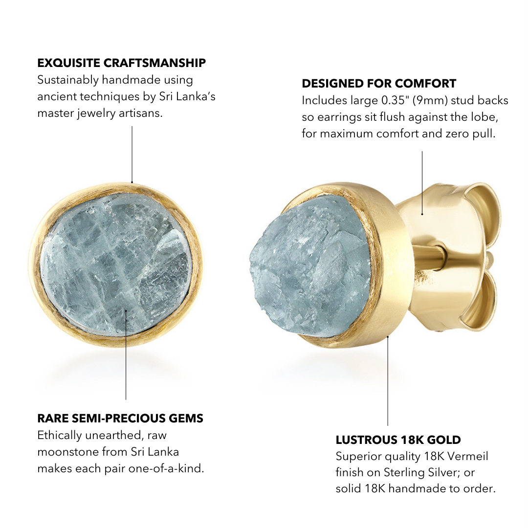 'Anchor' Raw Aquamarine Stud Earrings