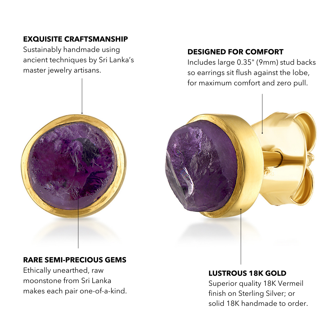 Raw Amethyst Stud Earrings