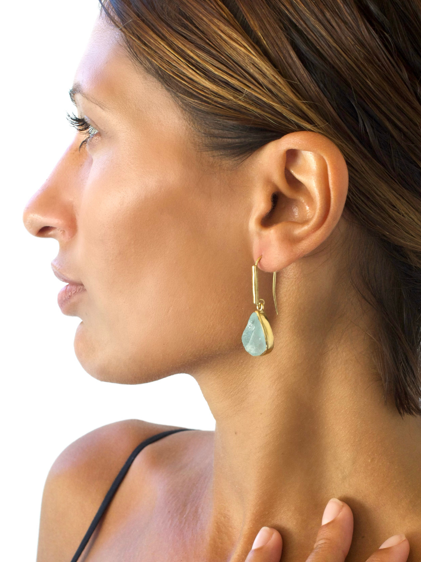 Aquamarine Teardrop Gemstone Earrings