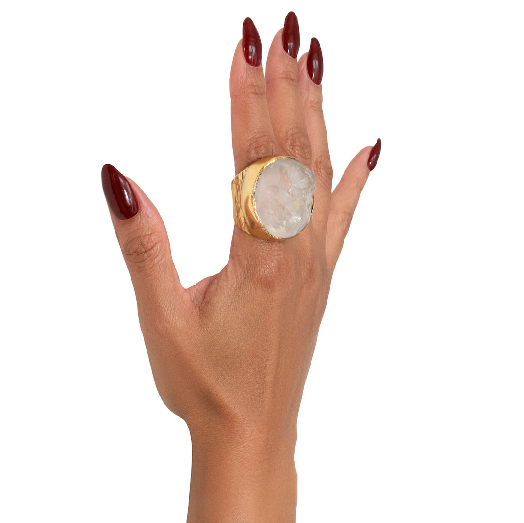 'Manifest' Clear Quartz Big Boss Ring