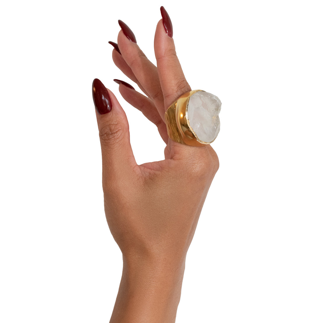 'Manifest' Clear Quartz Big Boss Ring