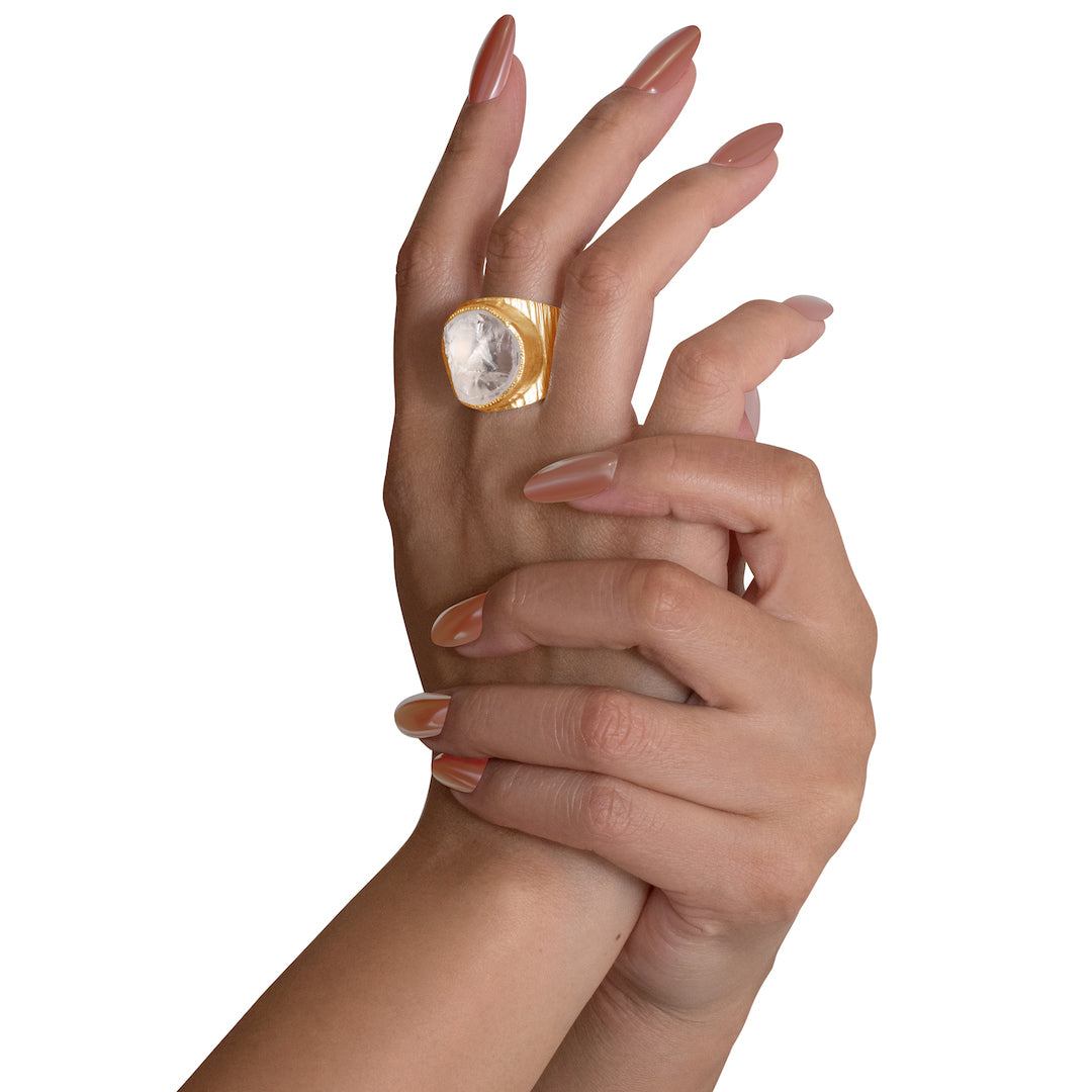 'Manifest' Raw Clear Quartz Baby Boss Ring