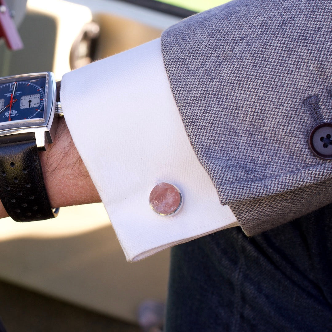 'Lover' Rose Quartz Gemstone Cufflinks