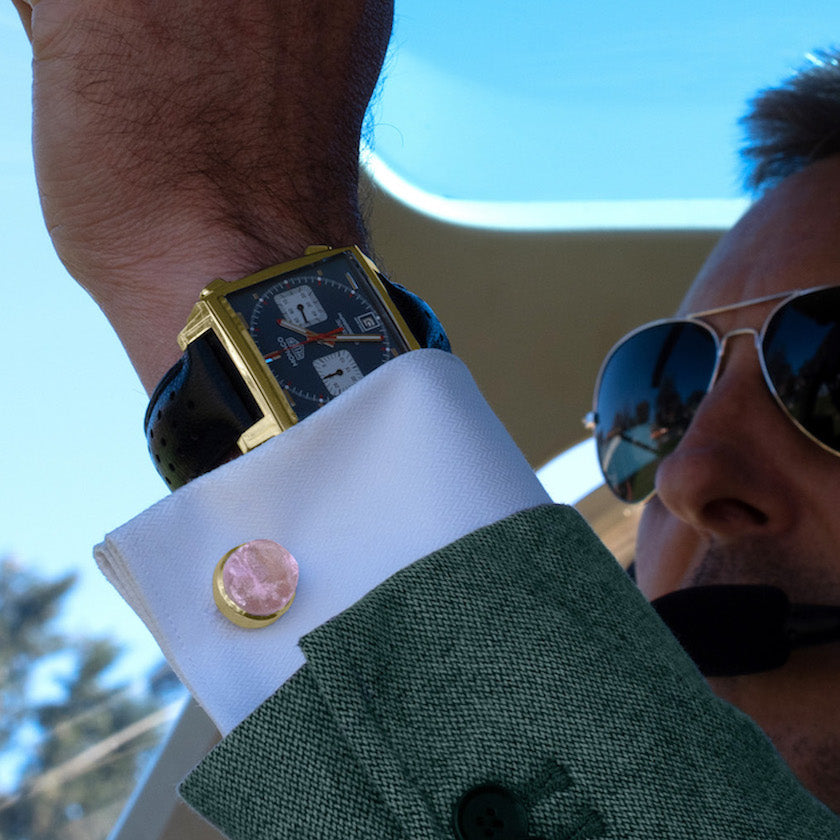 'Lover' Rose Quartz Gemstone Cufflinks